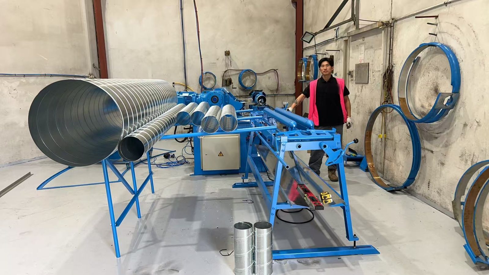 Spiral duct coming off the new Taokron SBTF-1602 at Kavanagh Industries, Sydney